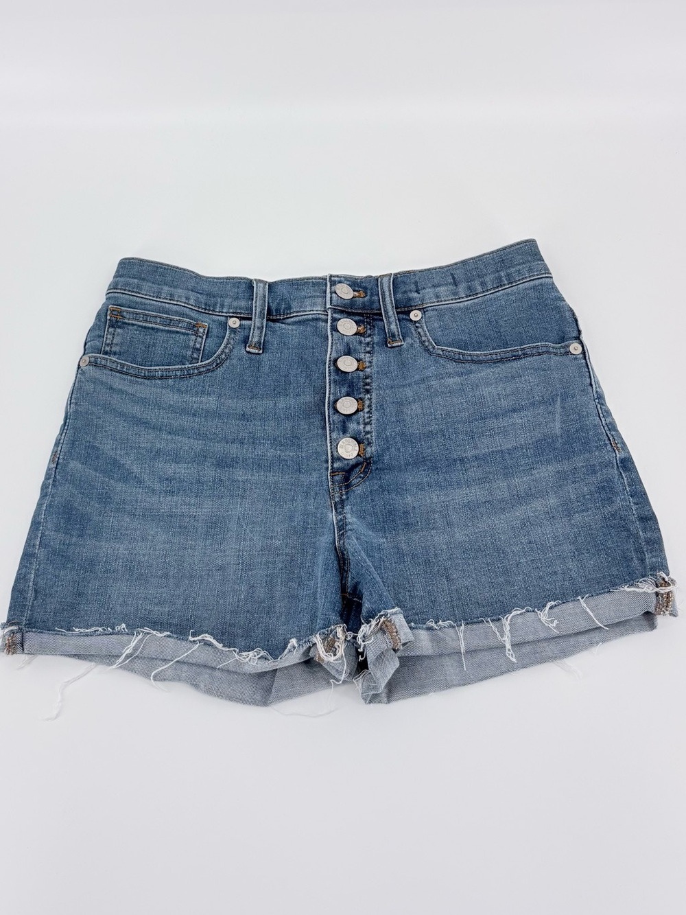 Madewell Women’s 27 High Rise Button Fly Frayed hem Denim Short